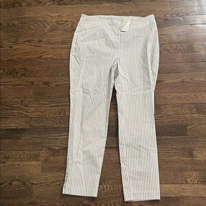 Chico's Taupe and White Striped Pants